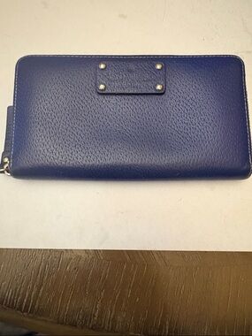 KATE SPADE-Royal blue Leather Zip-Around Clutch/ Wallet extra pocket in back.EUC